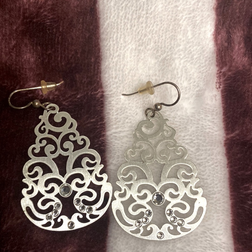 Brighton laser cut silver earrings